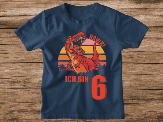 Dino T-Rex Geburtstagsshirt Kinder | individuell mit Namen