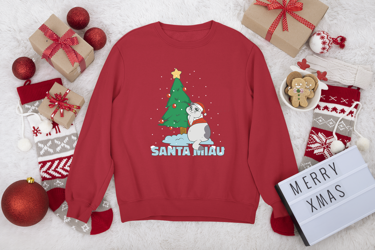 Katze Santa Miau Christmas Sweater