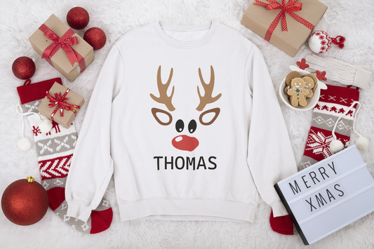 Rentier Christmas Sweater Individuell mit Namen