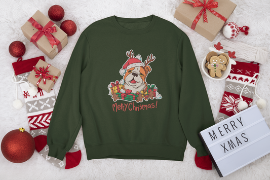 Hunde Bulldoge Merry Christmas Sweater #10