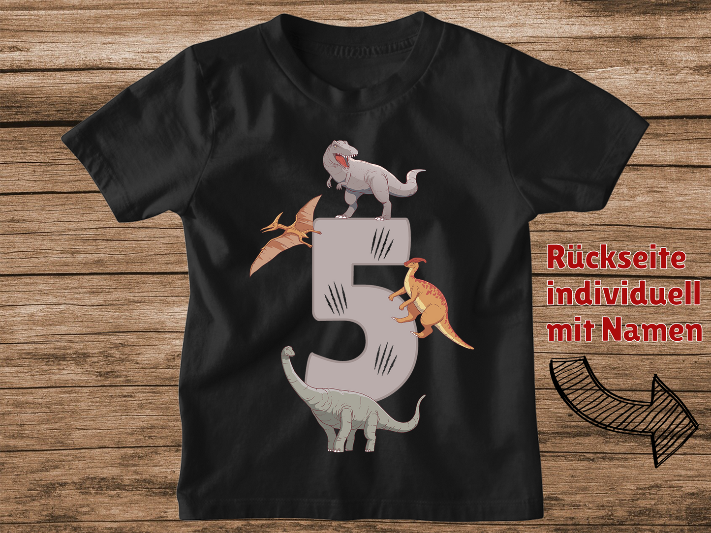 Dino Geburtstagsshirt Kinder | individuell mit Namen